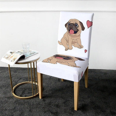 Funda Para Silla Con Patrón De Perro Blanco