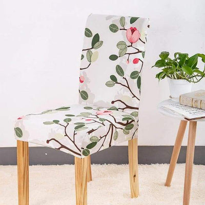Funda Para Silla Blanca Con Hojas Verdes Y Rosas Liza