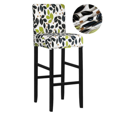 Funda Taburete Bar Blanco Hojas Verdes
