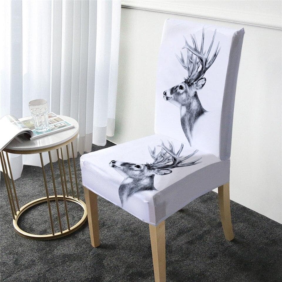 Funda Silla Blanca Con Reno Nórdico