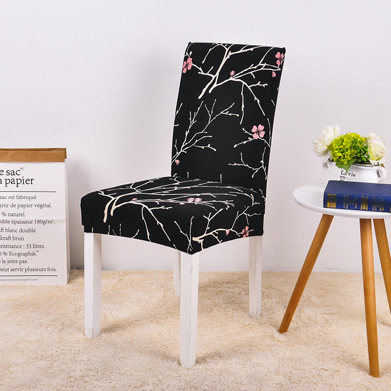 Funda Para Silla Floral (Negro)