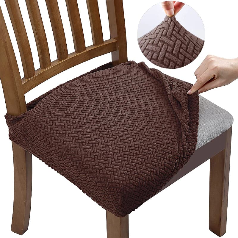 Funda De Asiento De Silla Jacquard Café