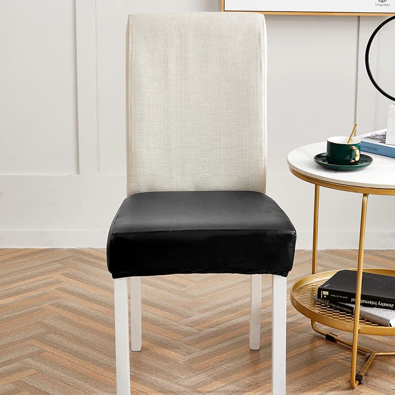 Funda De Asiento De Silla De Cuero Sintético Blanco Y Negro