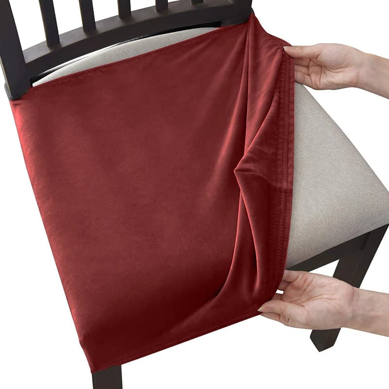 Funda De Asiento De Silla De Terciopelo Rojo