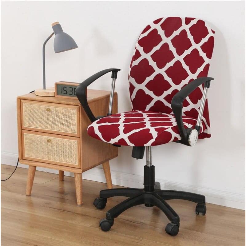 Funda Para Silla De Oficina Rojo Oscuro Y Blanco