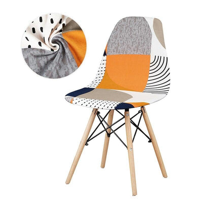 Funda Para Silla Escandinava Con Estampados En Blanco Y Naranja