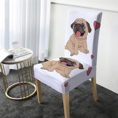 Funda Para Silla Con Patrón De Perro Blanco