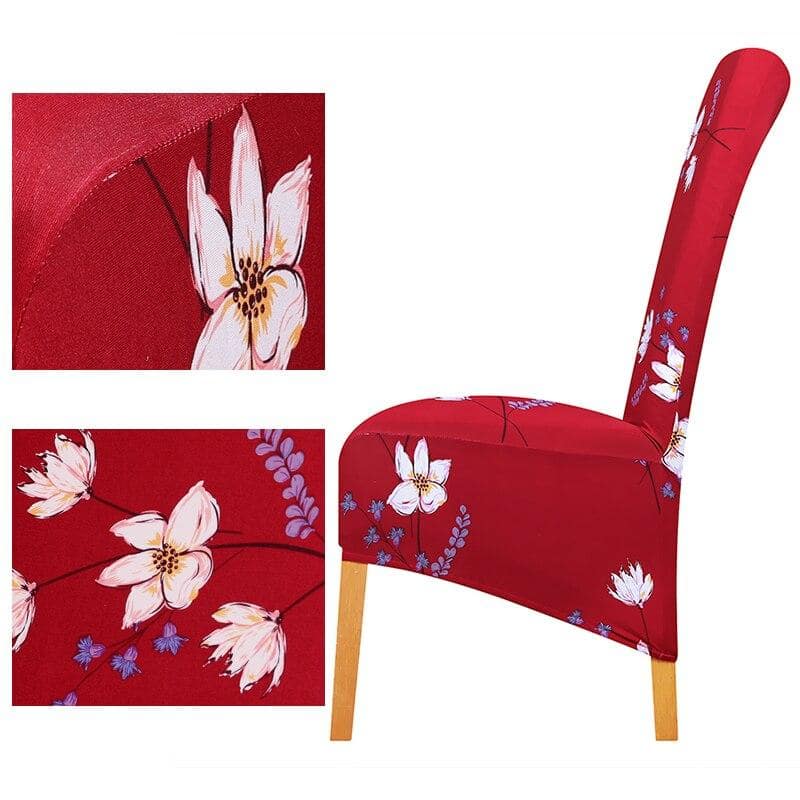 Funda Para Silla Grande Roja Con Flores Blancas
