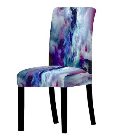 Funda De Silla Jaspeada De Colores Azul