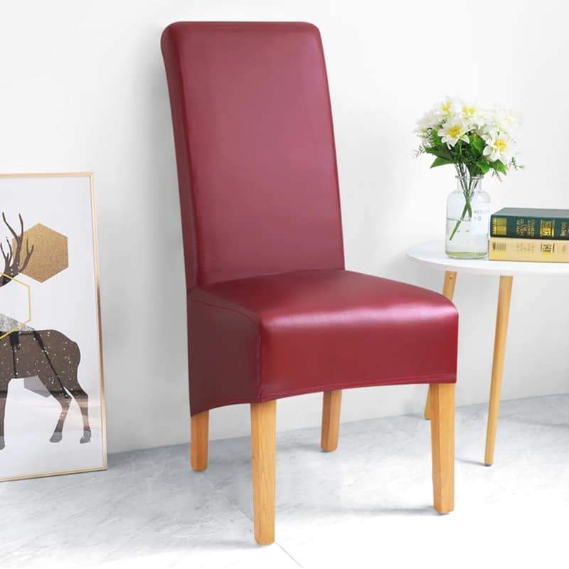 Funda De Lujo Para Silla De Cuero Sintético Rojo Burdeos