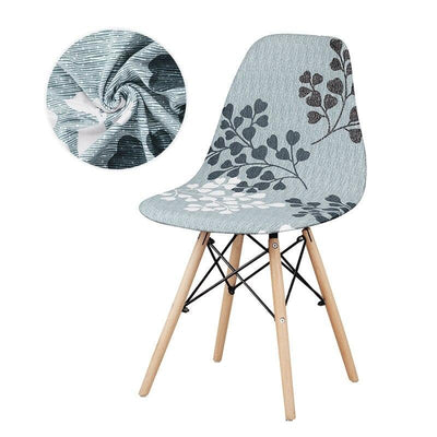 Funda Para Silla Escandinava Floral Gris Y Blanca