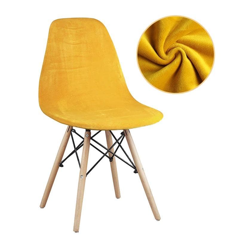 Funda Para Silla Escandinava De Terciopelo Amarillo Oscuro