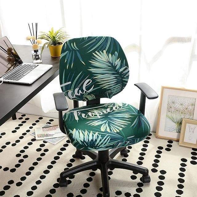 Funda Para Silla De Oficina Verde Con Diseño De Bosque