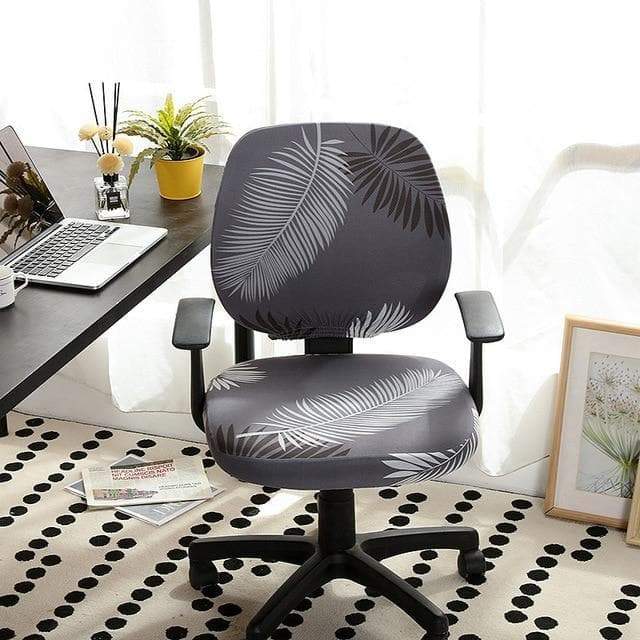 Funda Para Silla De Oficina Gris Sandra White And Black Leaves