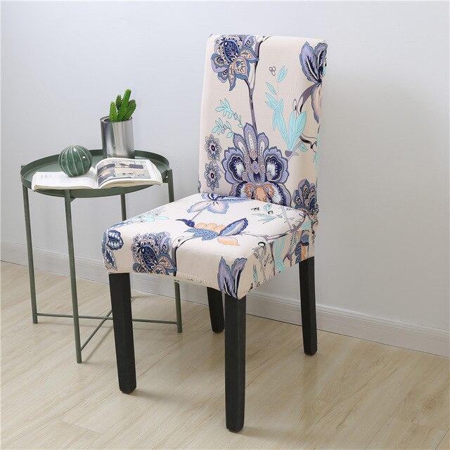 Funda Para Silla Beige Con Flores Azules