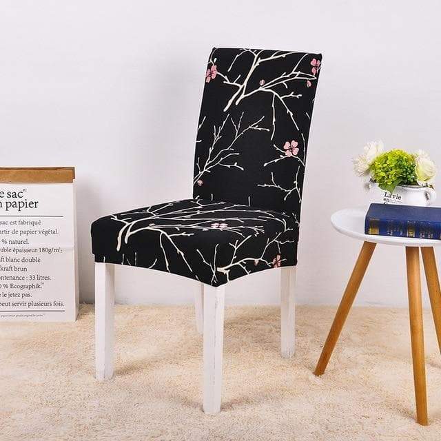 Funda Para Silla Negra Con Ramas Blancas
