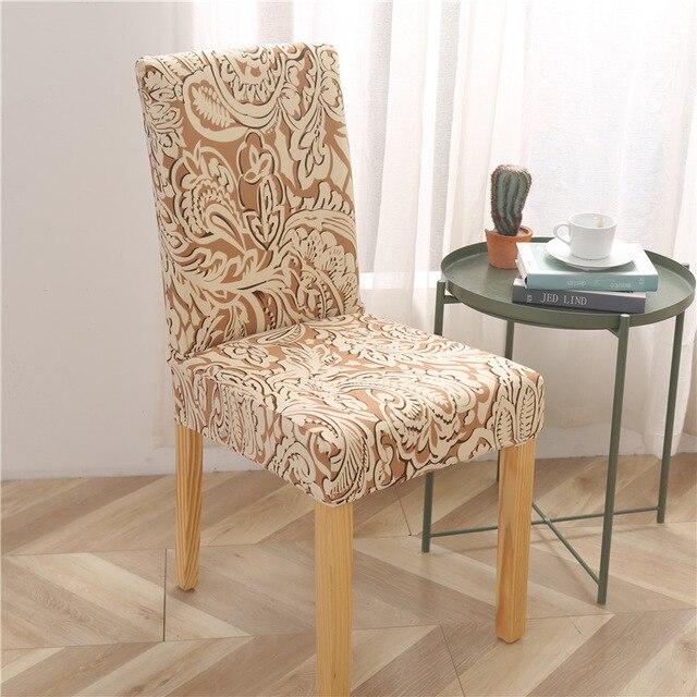 Funda Para Silla Marrón Claro Y Flores Blancas