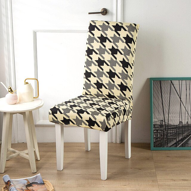 Funda Para Silla Beige Con Estrellas Grises Y Negras