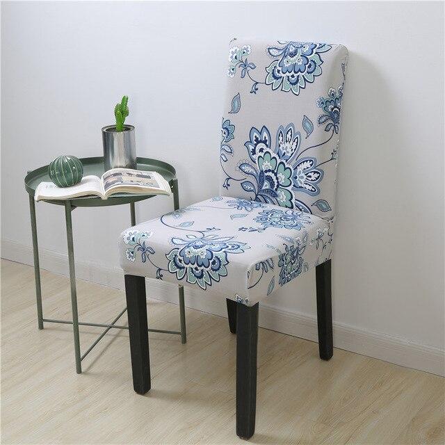 Funda Silla Gris Claro Flores Azules
