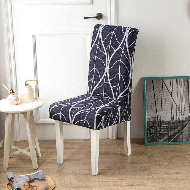 Funda Para Silla Gris Oscuro Con Estampado Blanco