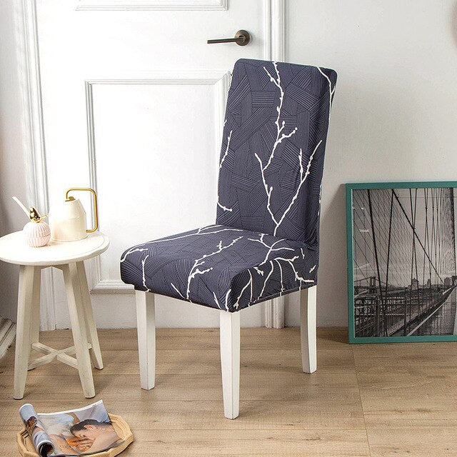 Funda Silla Gris Ramas Blancas