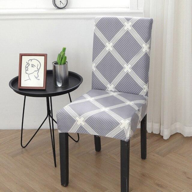 Funda Para Silla Gris Con Cuadros Blancos