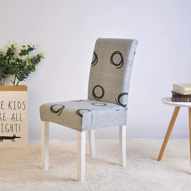 Funda Para Silla Gris Con Motivos Circulares